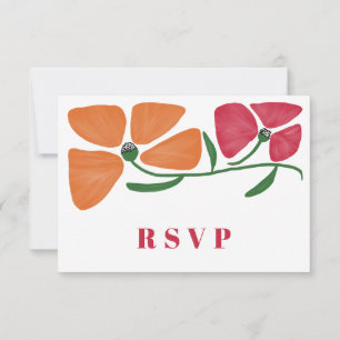 Heldere & kleurrijke Nouveau Floral bruiloft RSVP Kaartje