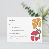 Heldere & kleurrijke Nouveau Floral bruiloft RSVP Kaartje (Staand voorkant)