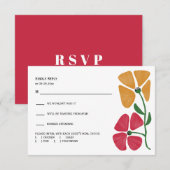 Heldere & kleurrijke Nouveau Floral bruiloft RSVP Kaartje (Voorkant / Achterkant)