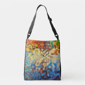 Heldere kleurrijke olieverf blauw geel Abstracte k Crossbody Tas (Achterkant)