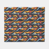 Heldere kleurrijke Oranje bloemen Abstract Fleece Deken (Voorkant (Horizontaal))