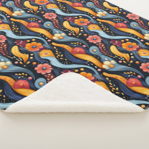 Heldere kleurrijke Oranje bloemen Abstract Sherpa Deken