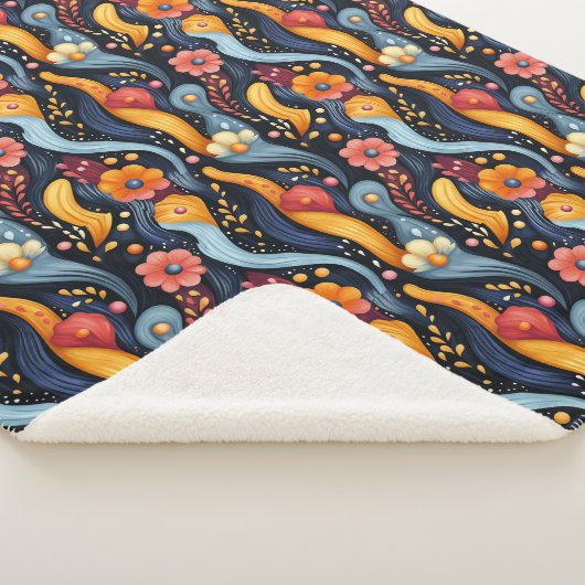 Heldere kleurrijke Oranje bloemen Abstract Sherpa Deken (3/4)