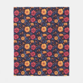 Heldere kleurrijke Oranje gele bloemen Fleece Deken (Voorkant)