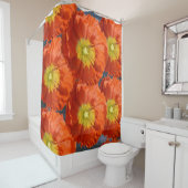 Heldere kleurrijke Oranje tangerine klaproos Douchegordijn (In situ)