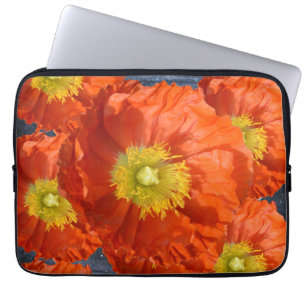 Heldere kleurrijke Oranje tangerine klaproos Laptop Sleeve