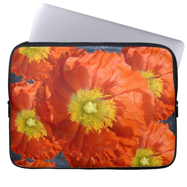 Heldere kleurrijke Oranje tangerine klaproos Laptop Sleeve (Voorkant)