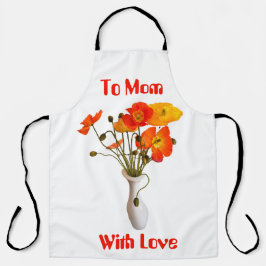 Heldere kleurrijke papaver met boodschap schort