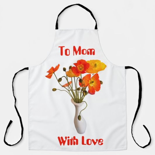 Heldere kleurrijke papaver met boodschap schort (Voorkant)