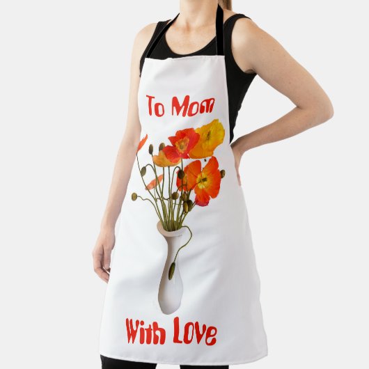 Heldere kleurrijke papaver met boodschap schort (Insitu)