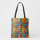 Heldere kleurrijke patchwork quilt stijl ontwerp tote bag (Voorkant)