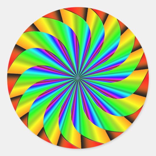 Heldere kleurrijke Pinwheel Fractal Ronde Sticker (Voorkant)