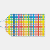 Heldere kleurrijke Plaid Gelukkige Verjaardag Cadeaulabel (Achterkant Horizontaal)