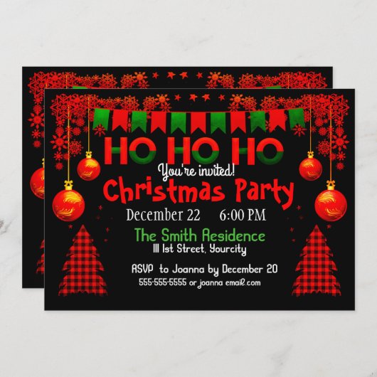 Heldere Kleurrijke Plakken & Baubles Kerst Custom Kaart (Voorkant / Achterkant)