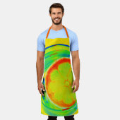 Heldere kleurrijke psychedelische tropische citrus schort (Gedragen)