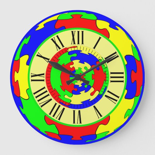 Heldere kleurrijke puzzel kunst, Romeinse cijfers Grote Klok (Voorkant)