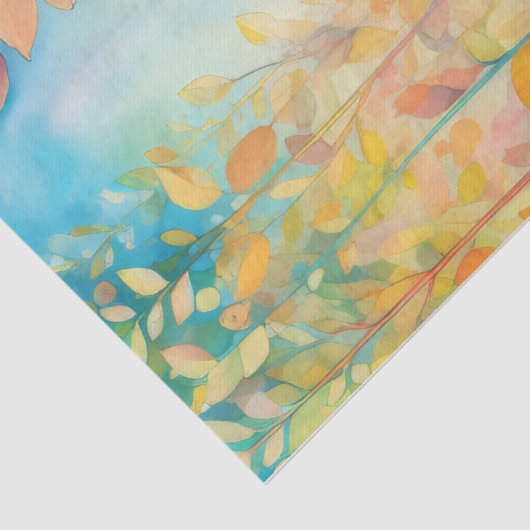 Heldere, kleurrijke regenboog herfstbladeren Decou Tissuepapier (Detail)