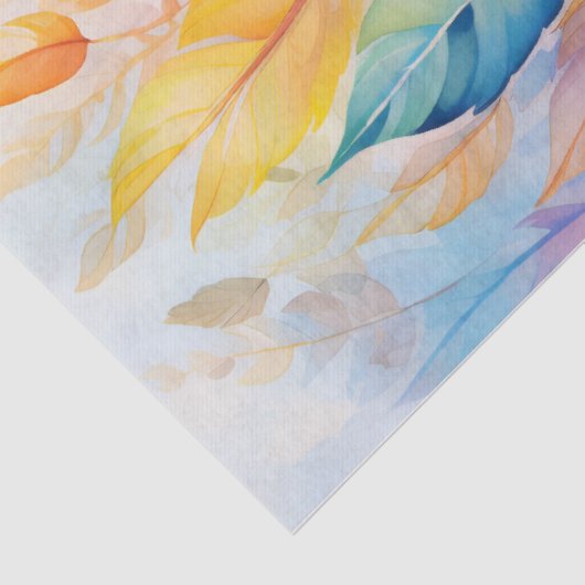 Heldere, kleurrijke regenboog herfstbladeren Decou Tissuepapier (Detail)