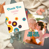 Heldere kleurrijke Retro Daisy bruiloft Bedankkaart