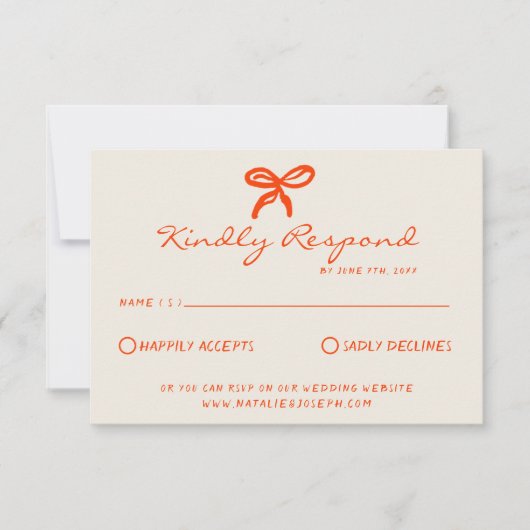 Heldere kleurrijke retro getrokken lint leuke brui RSVP kaartje (Voorkant)