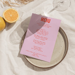 Heldere kleurrijke retro vet funky moderne bruilof menu