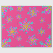 Heldere kleurrijke sneeuwvlokken Moderne Roze Kers Cadeaupapier (Vlak)