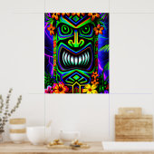 Heldere kleurrijke Tiki Totem Wall Poster Print (Keuken)