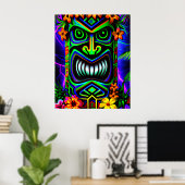 Heldere kleurrijke Tiki Totem Wall Poster Print (Thuiskantoor)