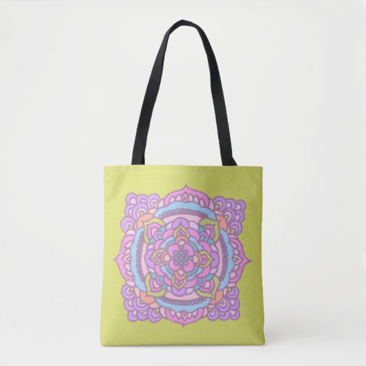 Heldere kleurrijke Tracery Ornament Canvas tas (Voorkant)