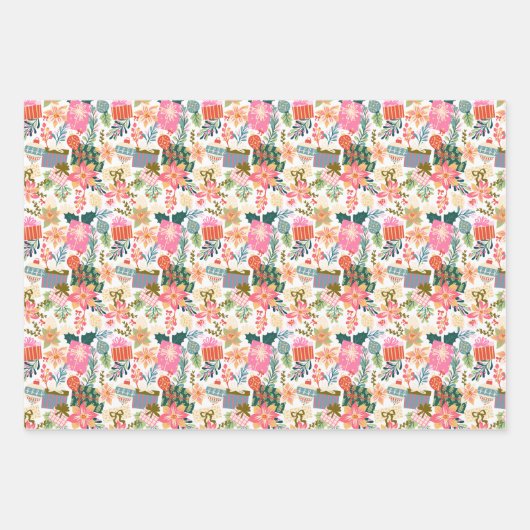 Heldere kleurrijke trendy kerstvakantie inpakpapier vel (Voorkant)