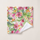 Heldere kleurrijke tropische bloemige botanische b bad handdoek (Wasdoekje)