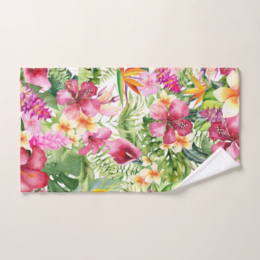 Heldere kleurrijke tropische bloemige botanische b bad handdoek (Handdoek)