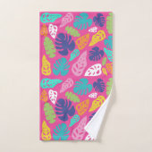 Heldere kleurrijke tropische zomerbladeren patroon bad handdoek (Handdoek)