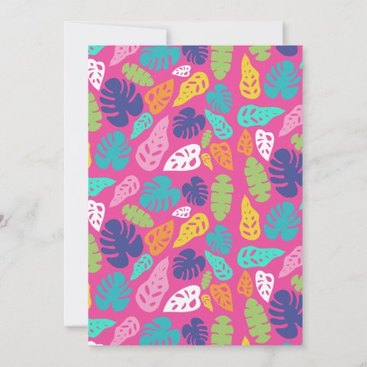 Heldere kleurrijke tropische zomerbladeren patroon bedankkaart (Achterkant)
