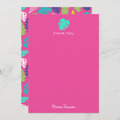 Heldere kleurrijke tropische zomerbladeren patroon bedankkaart (Voorkant / Achterkant)