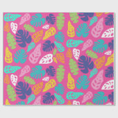 Heldere kleurrijke tropische zomerbladeren patroon cadeaupapier (Vlak)