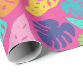 Heldere kleurrijke tropische zomerbladeren patroon cadeaupapier (Rol Hoek)