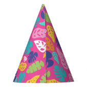 Heldere kleurrijke tropische zomerbladeren patroon feesthoedjes (Achterkant)