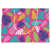 Heldere kleurrijke tropische zomerbladeren patroon groot cadeauzakje (Voorkant)