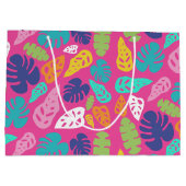 Heldere kleurrijke tropische zomerbladeren patroon groot cadeauzakje (Achterkant)