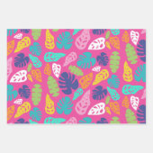 Heldere kleurrijke tropische zomerbladeren patroon inpakpapier vel (Voorkant 2)