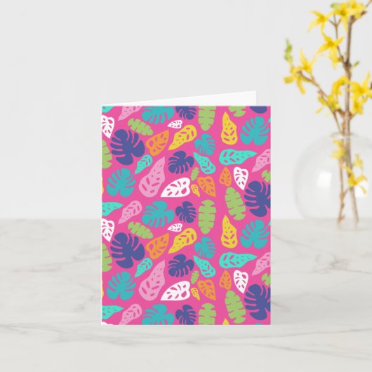 Heldere kleurrijke tropische zomerbladeren patroon kaart (Gele Bloem)