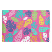 Heldere kleurrijke tropische zomerbladeren patroon kussensloop (Achterkant-Links)