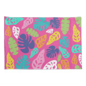 Heldere kleurrijke tropische zomerbladeren patroon kussensloop (Achterkant-Rechts)