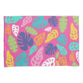 Heldere kleurrijke tropische zomerbladeren patroon kussensloop (Voorkant-Rechts)