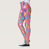 Heldere kleurrijke tropische zomerbladeren patroon leggings (Links)