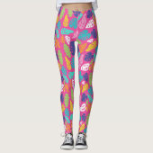 Heldere kleurrijke tropische zomerbladeren patroon leggings (Voorkant)