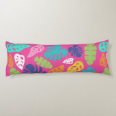 Heldere kleurrijke tropische zomerbladeren patroon lichaamskussen (Achterkant)