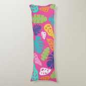 Heldere kleurrijke tropische zomerbladeren patroon lichaamskussen (Voorkant Verticaal)