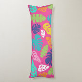 Heldere kleurrijke tropische zomerbladeren patroon lichaamskussen (Achterkant (Verticaal))